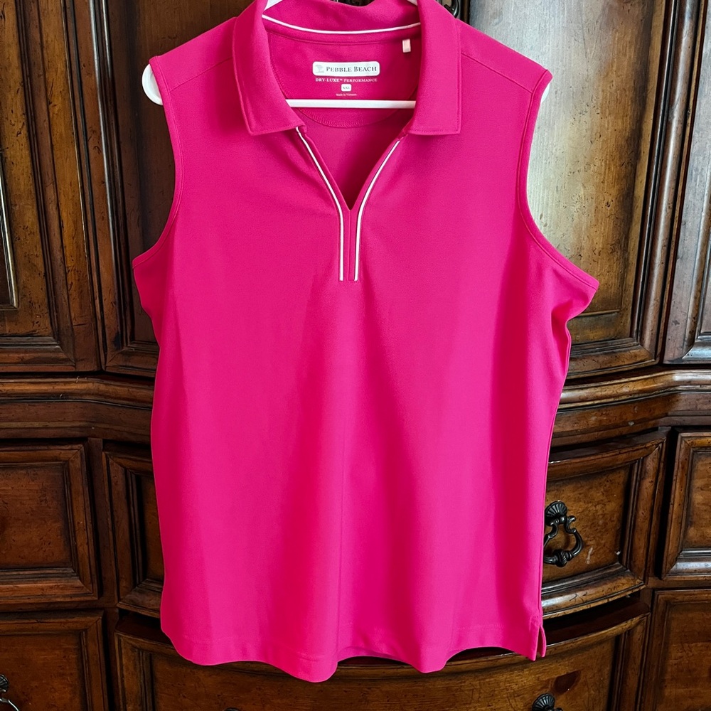 Pebble Beach Pink Sleeveless Golf Polo Shirt